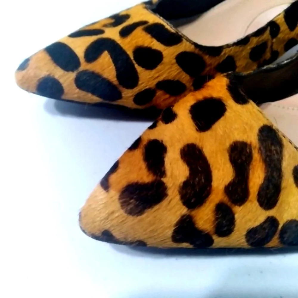 Banana Republic Leopard Print Calf Hair‎ Kitten Heel Pumps 7.5